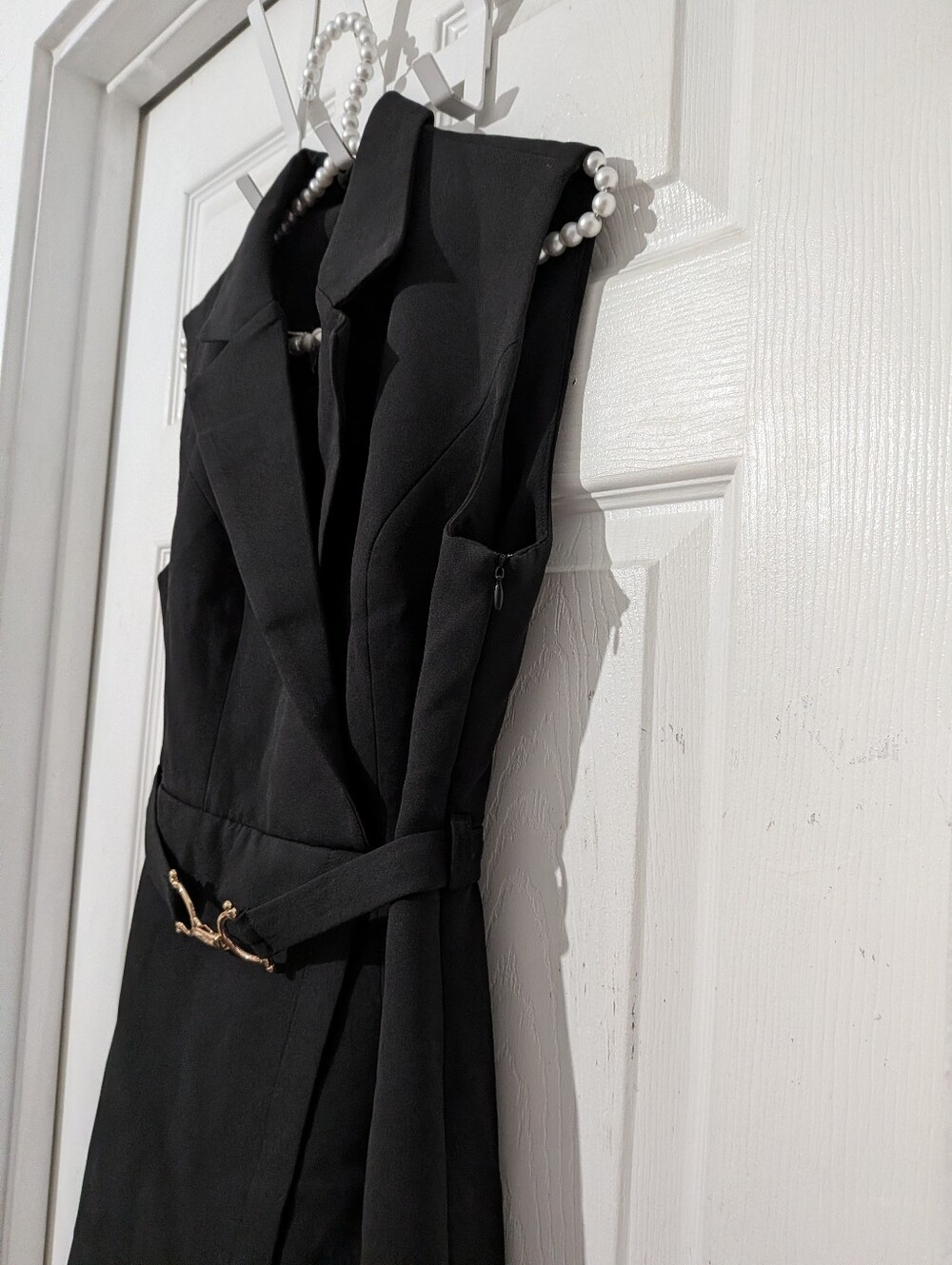 Commense Lapel Sleeveless Belted Wrap Maxi Dress - Picture 10 of 16